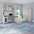 Armadietto alto a 2 ante in MDF, con ripiani regolabili, colore Rovere Espresso / Rovere Bianco Lino / Grigio Moderno / Pino Recuperato, per 1 persona