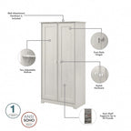 Armadietto alto a 2 ante in MDF, con ripiani regolabili, colore Rovere Espresso / Rovere Bianco Lino / Grigio Moderno / Pino Recuperato, per 1 persona