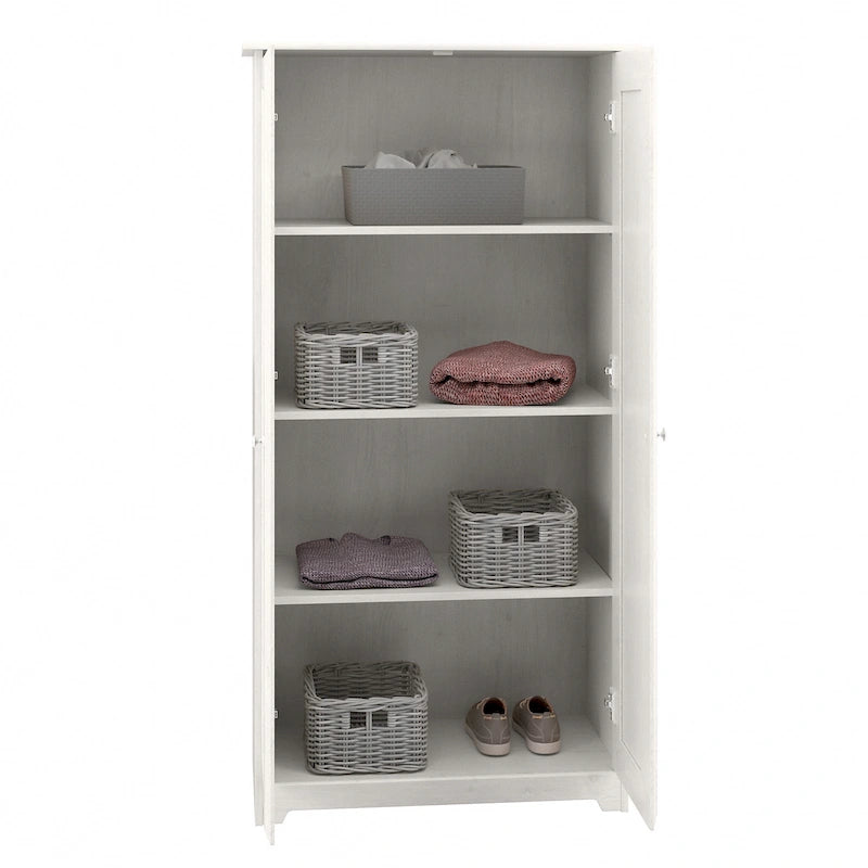 Armadietto alto a 2 ante in MDF, con ripiani regolabili, colore Rovere Espresso / Rovere Bianco Lino / Grigio Moderno / Pino Recuperato, per 1 persona