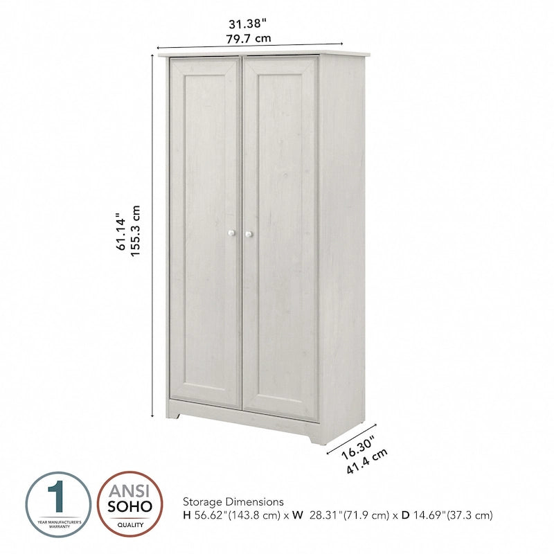 Armadietto alto a 2 ante in MDF, con ripiani regolabili, colore Rovere Espresso / Rovere Bianco Lino / Grigio Moderno / Pino Recuperato, per 1 persona