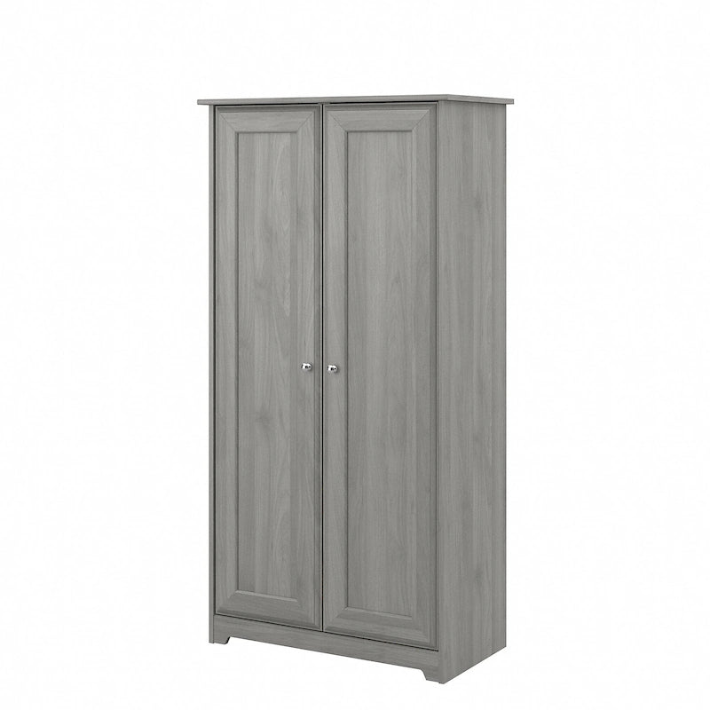Armadietto alto a 2 ante in MDF, con ripiani regolabili, colore Rovere Espresso / Rovere Bianco Lino / Grigio Moderno / Pino Recuperato, per 1 persona
