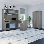 Armadietto alto a 2 ante in MDF, con ripiani regolabili, colore Rovere Espresso / Rovere Bianco Lino / Grigio Moderno / Pino Recuperato, per 1 persona