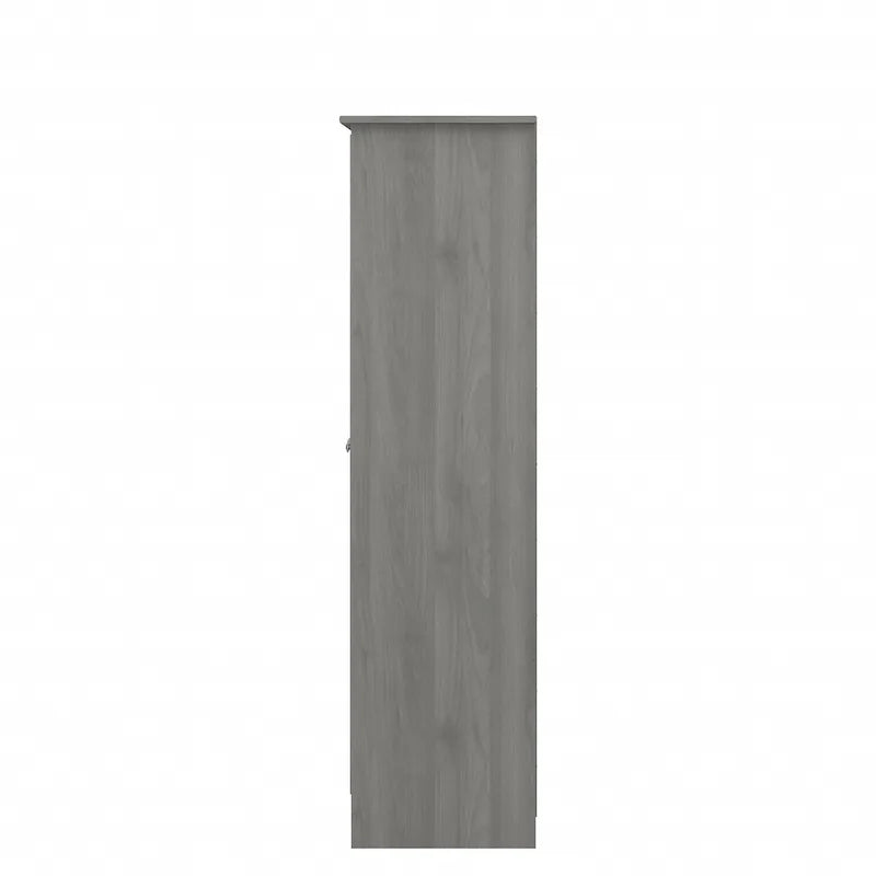 Armadietto alto a 2 ante in MDF, con ripiani regolabili, colore Rovere Espresso / Rovere Bianco Lino / Grigio Moderno / Pino Recuperato, per 1 persona