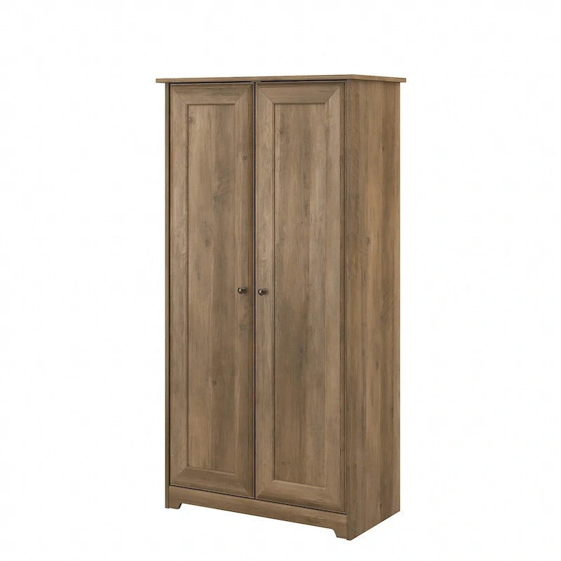Armadietto alto a 2 ante in MDF, con ripiani regolabili, colore Rovere Espresso / Rovere Bianco Lino / Grigio Moderno / Pino Recuperato, per 1 persona