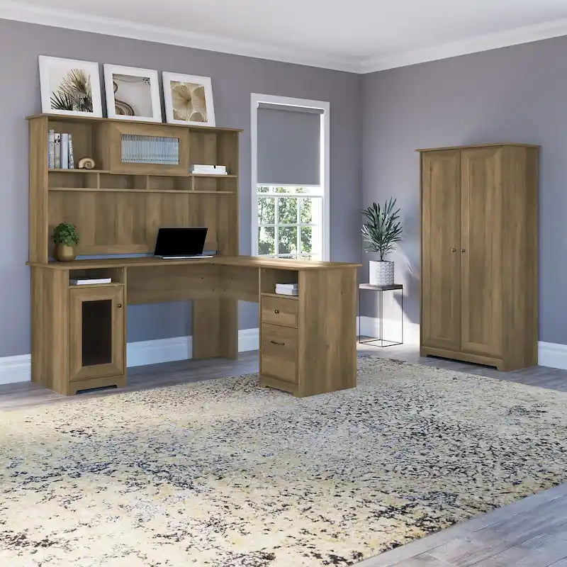 Armadietto alto a 2 ante in MDF, con ripiani regolabili, colore Rovere Espresso / Rovere Bianco Lino / Grigio Moderno / Pino Recuperato, per 1 persona