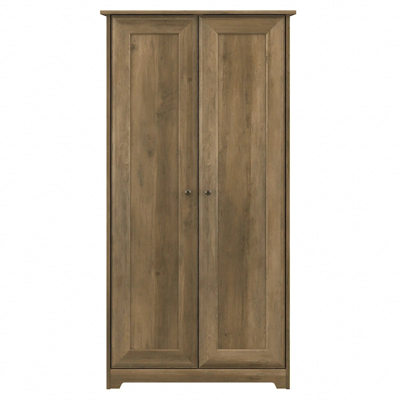 Armadietto alto a 2 ante in MDF, con ripiani regolabili, colore Rovere Espresso / Rovere Bianco Lino / Grigio Moderno / Pino Recuperato, per 1 persona