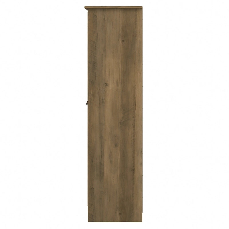 Armadietto alto a 2 ante in MDF, con ripiani regolabili, colore Rovere Espresso / Rovere Bianco Lino / Grigio Moderno / Pino Recuperato, per 1 persona