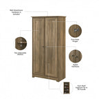 Armadietto alto a 2 ante in MDF, con ripiani regolabili, colore Rovere Espresso / Rovere Bianco Lino / Grigio Moderno / Pino Recuperato, per 1 persona