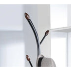 Appendiabiti da terra in metallo bianco/nero con ganci in legno per 1 persona