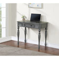 Scrivania in legno massello colore Plantation Grey / Bianco antico con cassetto a estrazione totale e gambe tornite, per 1 persona