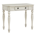 Scrivania in legno massello colore Plantation Grey / Bianco antico con cassetto a estrazione totale e gambe tornite, per 1 persona