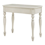 Scrivania in legno massello colore Plantation Grey / Bianco antico con cassetto a estrazione totale e gambe tornite, per 1 persona