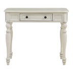 Scrivania in legno massello colore Plantation Grey / Bianco antico con cassetto a estrazione totale e gambe tornite, per 1 persona