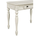 Scrivania in legno massello colore Plantation Grey / Bianco antico con cassetto a estrazione totale e gambe tornite, per 1 persona