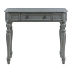 Scrivania in legno massello colore Plantation Grey / Bianco antico con cassetto a estrazione totale e gambe tornite, per 1 persona