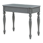 Scrivania in legno massello colore Plantation Grey / Bianco antico con cassetto a estrazione totale e gambe tornite, per 1 persona