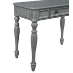 Scrivania in legno massello colore Plantation Grey / Bianco antico con cassetto a estrazione totale e gambe tornite, per 1 persona