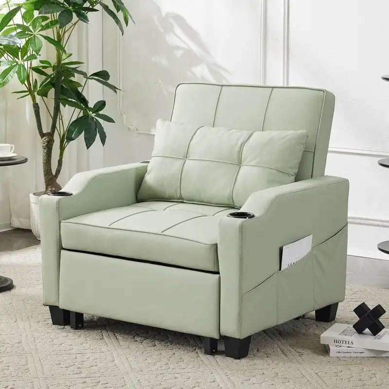 Divano Letto Convertibile 3 in 1 in Lino Grigio Verde / Grigio Blu / Grigio / Grigio / Nero per 1 Persona