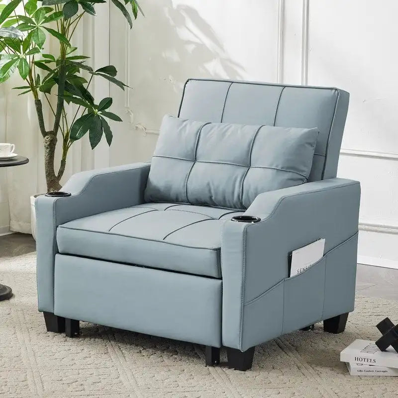 Divano Letto Convertibile 3 in 1 in Lino Grigio Verde / Grigio Blu / Grigio / Grigio / Nero per 1 Persona