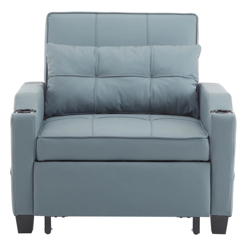 Divano Letto Convertibile 3 in 1 in Lino Grigio Verde / Grigio Blu / Grigio / Grigio / Nero per 1 Persona