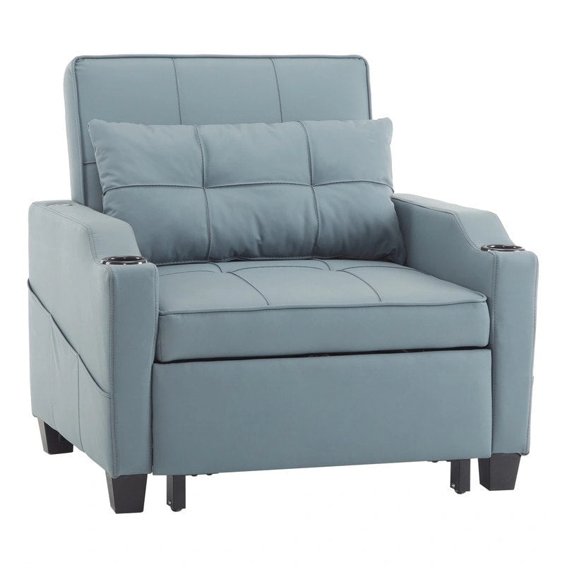 Divano Letto Convertibile 3 in 1 in Lino Grigio Verde / Grigio Blu / Grigio / Grigio / Nero per 1 Persona