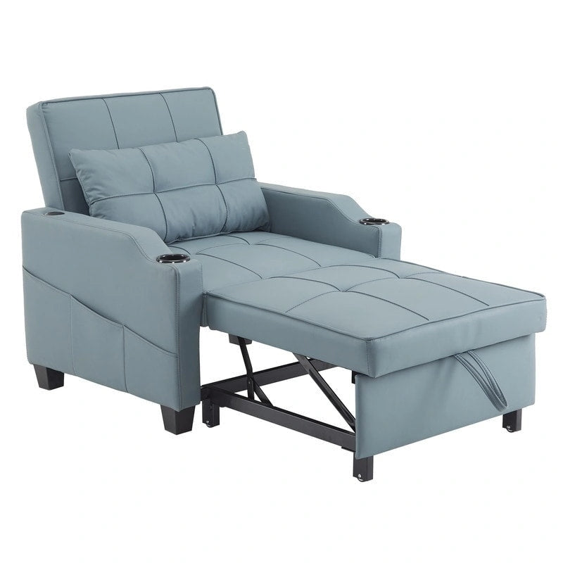 Divano Letto Convertibile 3 in 1 in Lino Grigio Verde / Grigio Blu / Grigio / Grigio / Nero per 1 Persona