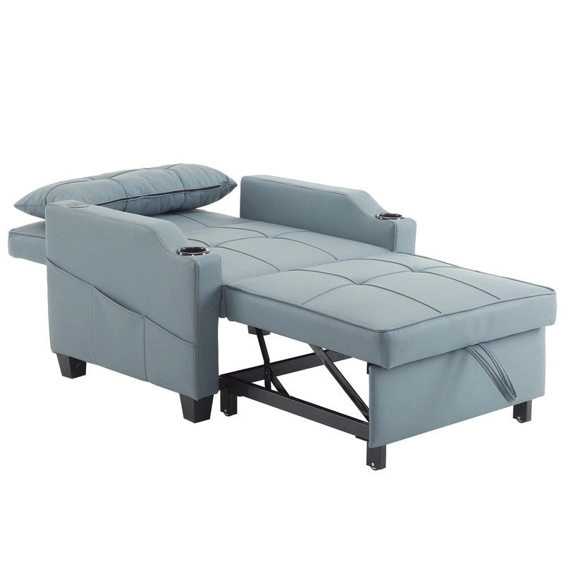 Divano Letto Convertibile 3 in 1 in Lino Grigio Verde / Grigio Blu / Grigio / Grigio / Nero per 1 Persona