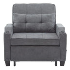 Divano Letto Convertibile 3 in 1 in Lino Grigio Verde / Grigio Blu / Grigio / Grigio / Nero per 1 Persona