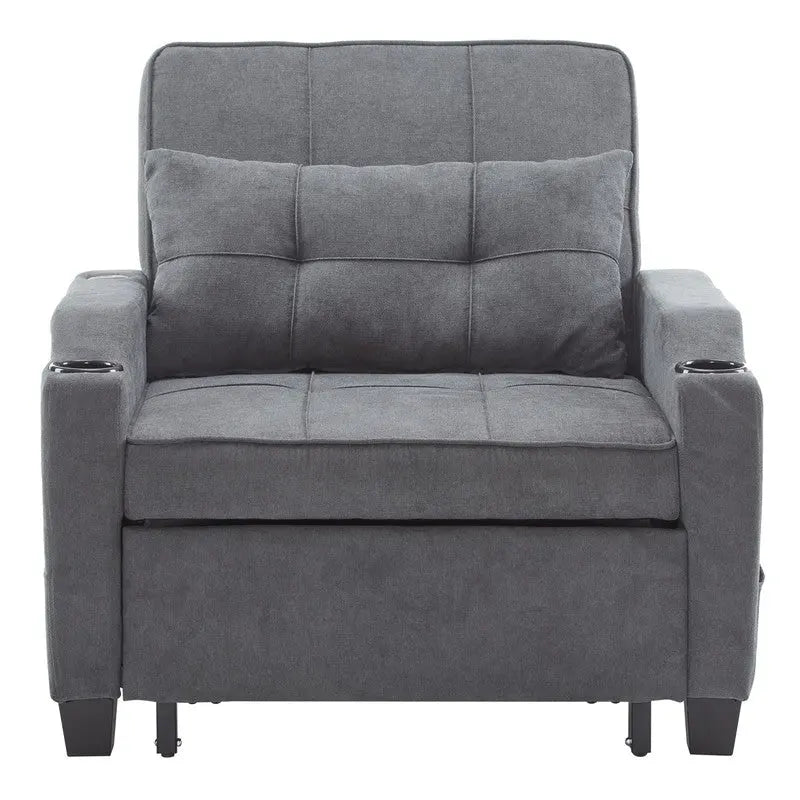 Divano Letto Convertibile 3 in 1 in Lino Grigio Verde / Grigio Blu / Grigio / Grigio / Nero per 1 Persona