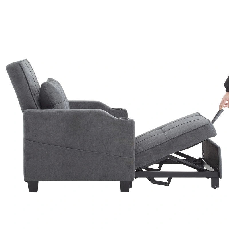 Divano Letto Convertibile 3 in 1 in Lino Grigio Verde / Grigio Blu / Grigio / Grigio / Nero per 1 Persona