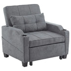 Divano Letto Convertibile 3 in 1 in Lino Grigio Verde / Grigio Blu / Grigio / Grigio / Nero per 1 Persona