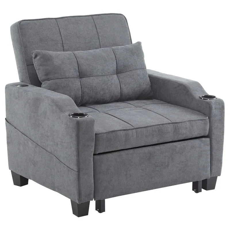 Divano Letto Convertibile 3 in 1 in Lino Grigio Verde / Grigio Blu / Grigio / Grigio / Nero per 1 Persona