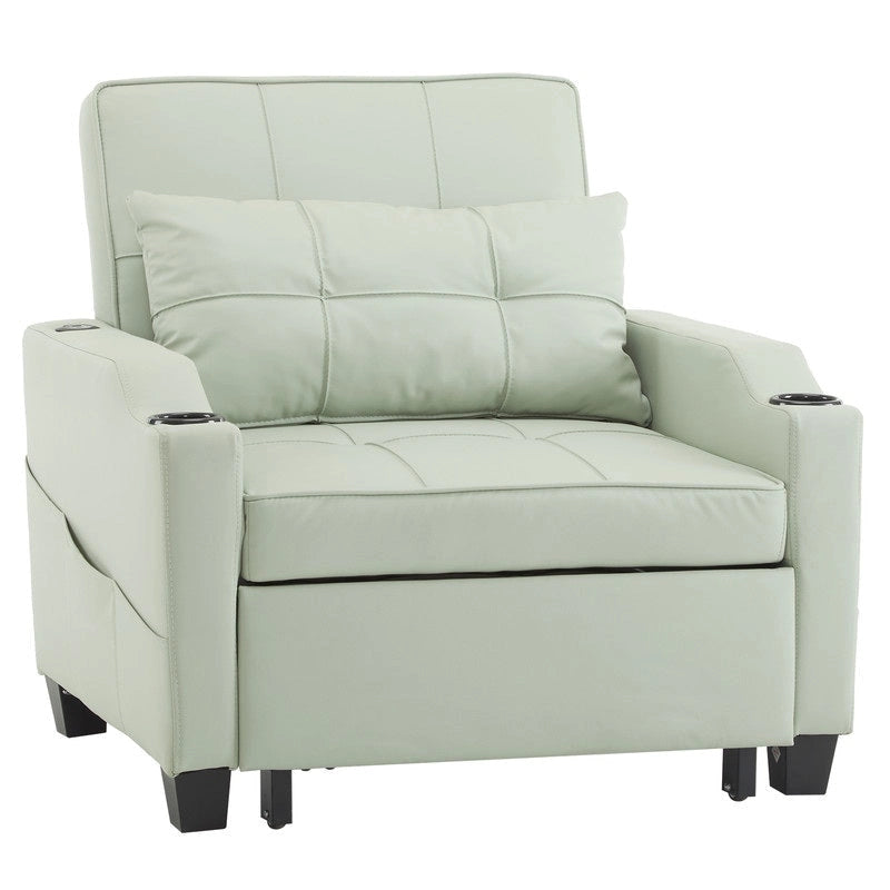 Divano Letto Convertibile 3 in 1 in Lino Grigio Verde / Grigio Blu / Grigio / Grigio / Nero per 1 Persona