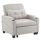 Divano Letto Convertibile 3 in 1 in Lino Grigio Verde / Grigio Blu / Grigio / Grigio / Nero per 1 Persona