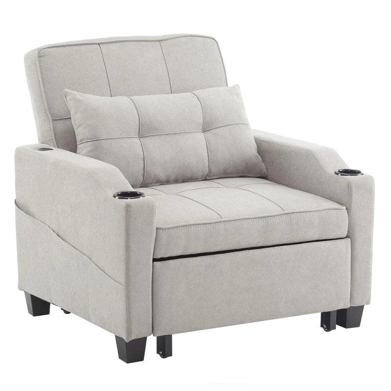 Divano Letto Convertibile 3 in 1 in Lino Grigio Verde / Grigio Blu / Grigio / Grigio / Nero per 1 Persona