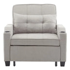 Divano Letto Convertibile 3 in 1 in Lino Grigio Verde / Grigio Blu / Grigio / Grigio / Nero per 1 Persona