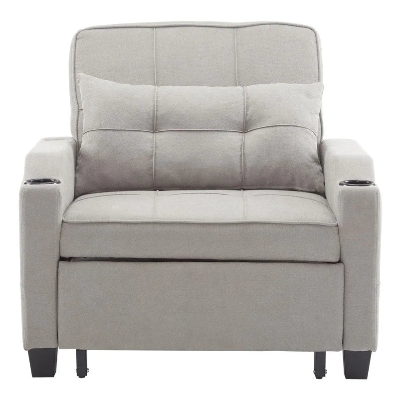 Divano Letto Convertibile 3 in 1 in Lino Grigio Verde / Grigio Blu / Grigio / Grigio / Nero per 1 Persona