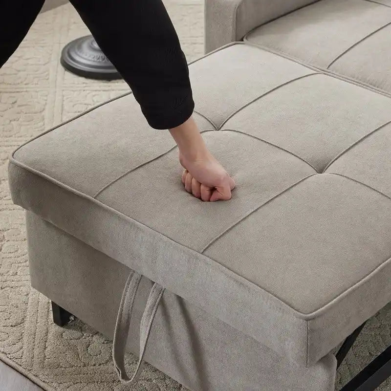 Divano Letto Convertibile 3 in 1 in Lino Grigio Verde / Grigio Blu / Grigio / Grigio / Nero per 1 Persona