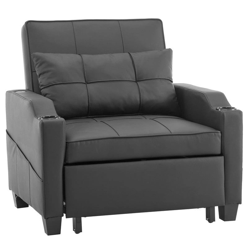 Divano Letto Convertibile 3 in 1 in Lino Grigio Verde / Grigio Blu / Grigio / Grigio / Nero per 1 Persona