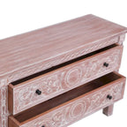 Credenza in Legno Massello di Mogano Marrone a 2 Cassetti per 1 Persona