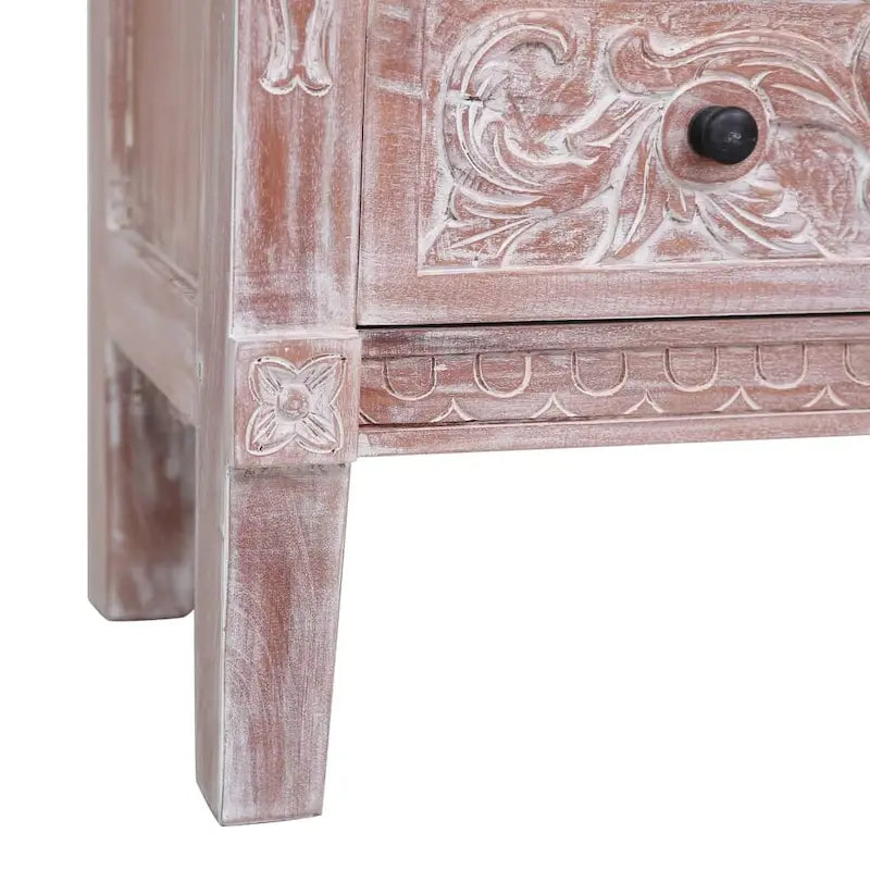 Credenza in Legno Massello di Mogano Marrone a 2 Cassetti per 1 Persona