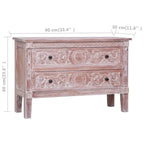 Credenza in Legno Massello di Mogano Marrone a 2 Cassetti per 1 Persona