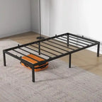 Struttura Letto Minimalista in Metallo Nero con 30 cm di Spazio Contenitore Sottostante, Nessuna Rete a Molle Necessaria per 1-2 Persone