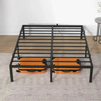 Struttura Letto Minimalista in Metallo Nero con 30 cm di Spazio Contenitore Sottostante, Nessuna Rete a Molle Necessaria per 1-2 Persone