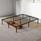Struttura Letto Minimalista in Metallo Nero con 30 cm di Spazio Contenitore Sottostante, Nessuna Rete a Molle Necessaria per 1-2 Persone
