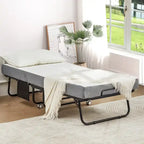 Letto pieghevole portatile con struttura in acciaio per una persona, misure Twin/Twin XL, con materasso in memory foam da 12,7 cm