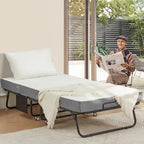 Letto pieghevole portatile con struttura in acciaio per una persona, misure Twin/Twin XL, con materasso in memory foam da 12,7 cm