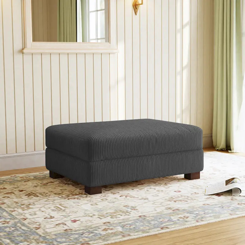 Poggiapiedi oversize in velluto a coste arancione/verde/beige/grigio chiaro/grigio/grigio sale marino/verde bosco con molle e gambe in legno per 1-2 persone