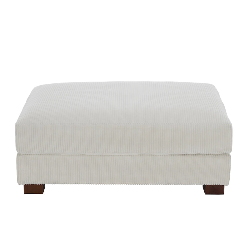 Poggiapiedi oversize in velluto a coste arancione/verde/beige/grigio chiaro/grigio/grigio sale marino/verde bosco con molle e gambe in legno per 1-2 persone