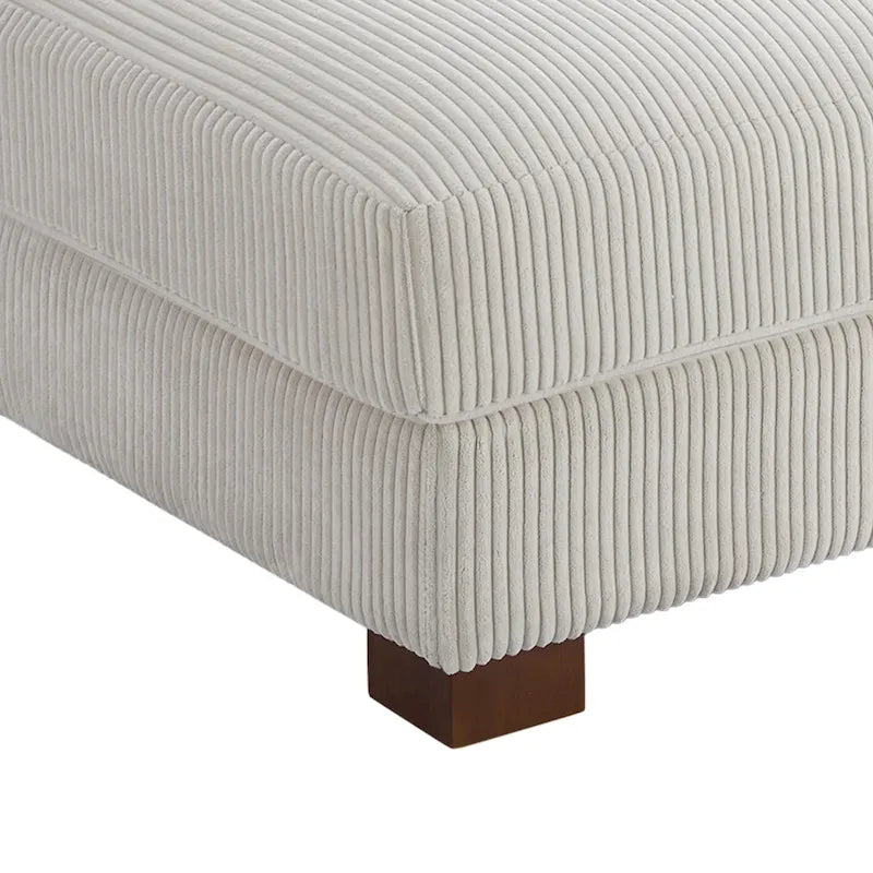 Poggiapiedi oversize in velluto a coste arancione/verde/beige/grigio chiaro/grigio/grigio sale marino/verde bosco con molle e gambe in legno per 1-2 persone
